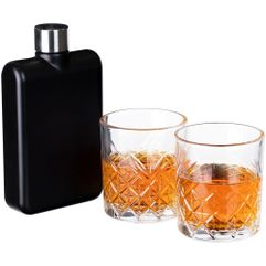 Стильная и практичная фляга вместе с элегантными стаканами станет прекрасным подарком для ценителей такого напитка как виски. Благодаря матовой...