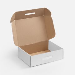 Самосборная коробка-шкатулка со вставной пластиковой ручкой.  Поставляется в плоском виде.