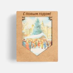 Очаровательная гирлянда из деревянных флажков с винтажными рождественскими иллюстрациями для создания уютной праздничной атмосферы дома или в офисе....