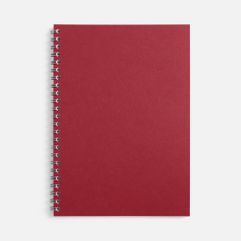 Блокнот формата А5 в клетку на пружине с цветной обложкой. Обложка из картона Macedonia красного цвета плотностью 260 г/м⊃2;. Блок из белой бумаги...
