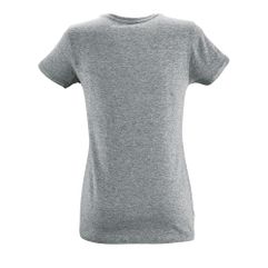 Женственная футболка с глубоким круглым вырезом. Воротник выполнен резинкой 1х1 с эластаном. Укрепляющая тесьма по вороту. 