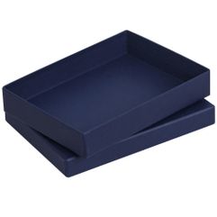 Коробка сделана из переплетного картона, кашированного дизайнерской бумагой Malmero Bleu.  Для нанесения логотипа методом шелкографии на темные...