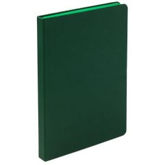 Ежедневник с твердой обложкой и тонированным обрезом, выполнен из материала Soft Touch, зеленый FF, дополнен ляссе в цвет обложки.<br/>Блок 986:Кол-во...