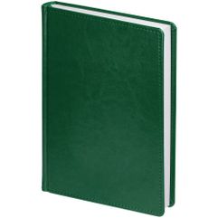 Ежедневник с твердой обложкой без поролона, выполнен из материала Nebraska, зеленый FF, дополнен ляссе и капталом в цвет обложки.Блок 912: Датирован...