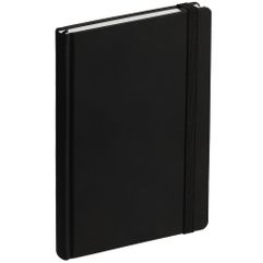 Ежедневник с твердой обложкой без поролона, выполнен из материала Soft Touch, черный АА, дополнен резинкой шириной 1 см, петлей-резинкой для ручки,...