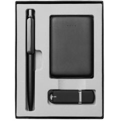 В набор входят: внешний аккумулятор Uniscend Full Feel 5000 мAч, черный; ручка Prodir DS9 PMM-P, черная;флешка Memo 8 Гб, черная. Набор упакован в...