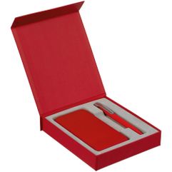 В набор входят:  внешний аккумулятор Uniscend All Day Compact 10000 мАч, красный; ручка Pin Soft Touch, красная.  Набор упакован в подарочную коробку...