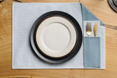 Набор Feast Mist: сервировочная салфетка и куверт, серо-голубой