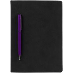 Ежедневник Magnet Chrome с ручкой, черный c фиолетовым