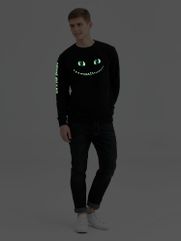 Свитшот со светящимся принтом Cheshire Cat, черный