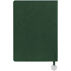      Ежедневник с твердой обложкой, выполнен из материала La Fite, зеленый, дополнен ляссе в цвет обложки с металлическим шильдом. Блок 985, без...