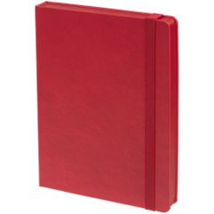 Ежедневник с твердой обложкой, выполнен из материала Latte, красный РР, обрез красного цвета, дополнен резинкой и ляссе красного цвета.<br/>Блок...