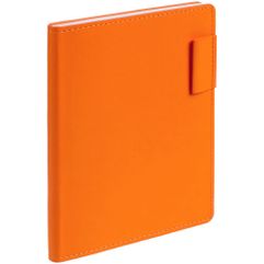 Ежедневник с гибкой обложкой из материала Soft Touch, оранжевый ОО и Latte, оранжевый ОО, дополнен петелькой для ручки из покровного материала,...