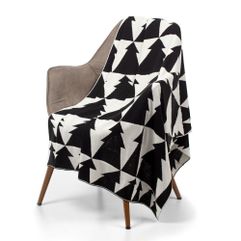 Мягкий графичный плед в скандинавском стиле «Танцующий лес» настраивает на позитив: жизнь складывается не из ровных черно-белых полос, а причудливых...