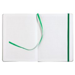 Материал Nebraska, зеленый FF, 244 блок, количество страниц - 144, зеленая резинка, зеленое ляссе, конверт на нахзац.