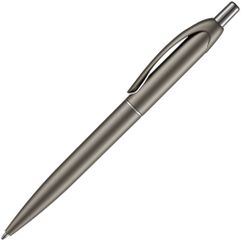 Шариковая пластиковая ручка в корпусе с эффектом «металлик» и серебристыми деталями. Приятная округлая форма клипа добавляет ручке плавности и объема....