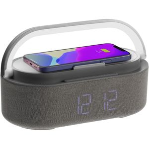 Veske — это Bluetooth-колонка с электронными часами, площадкой для беспроводной зарядки смартфона и подсветкой.  Два динамика мощностью 5 Вт позволяют...