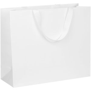 Пакет на лентах из бумаги Snow White Kraft плотностью 200 г/м⊃2;. Выдерживает вес до 3 кг.