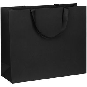 Пакет на лентах из бумаги Deep Black плотностью 200 г/м⊃2;. Выдерживает вес до 3 кг.