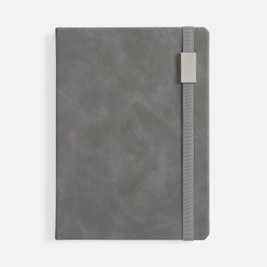 Ежедневник с твердой обложкой, выполнен из материала Nubuck Touch, серый СС, дополнен ляссе темно-серого цвета. Блок 986, без информационного блока: ...