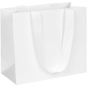 Пакет на лентах из бумаги Snow White Kraft плотностью 200 г/м⊃2;. Выдерживает вес до 2,5 кг.