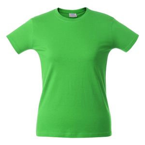 Женская футболка с уплотненными швами на плечах и двойным швом с эластаном. Четырехслойная резинка на воротнике предохраняет его от растяжения. 