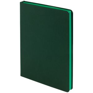 Ежедневник с твердой обложкой и тонированным обрезом, выполнен из материала Soft Touch, зеленый FF, дополнен ляссе в цвет обложки.<br/>Блок 986:Кол-во...