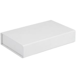 Коробка изготовлена из переплетного картона, кашированного дизайнерской бумагой Majestic 120 г/м², с крышкой на магните, дно внутри белое.