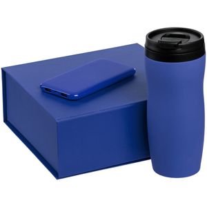 В набор входят:   термостакан Forma, синий; внешний аккумулятор Uniscend Half Day Compact 5000 мAч, синий.      Набор упакован в коробку с...