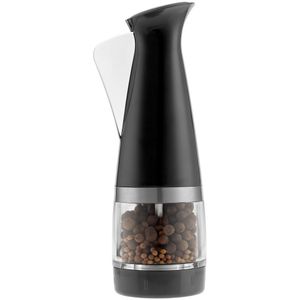 Нажимная механическая мельница для специй с регулировкой степени помола. Благодаря продуманной форме мельницу удобно держать в руке.