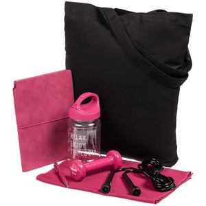 В набор входит:  гантель Heracles 0,5 кг, розовая скакалка Jump Fit, черная охлаждающее полотенце Weddell, розовое ежедневник Kuka, недатированный,...