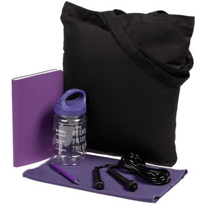 В набор входит:  скакалка Jump Fit, черная охлаждающее полотенце Weddell, фиолетовое ежедневник Chillout Mini, недатированный, фиолетовый ручка...