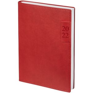 Ежедневник датированный на 2022 год. Ежедневник с гибкой обложкой, выполнен из сдвоенного материала Latte, красный PP, дополнен ляссе и капталом в...