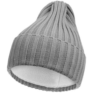 Однослойная шапка фактурной вязки с флисовой подкладкой. Поставляется в пакете с липким краем.