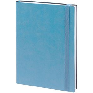 Ежедневник с гибкой обложкой выполнен из материала Brand, голубой, и дополнен резинкой шириной 1 см, капталом и ляссе голубого цвета. <br/>Блок...