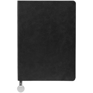 Ежедневник с гибкой обложкой, выполнен из материал La Fite, черный АА, дополнен ляссе в цвет обложки с металлическим шильдом. Блок 985, без...