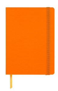 Ежедневник с твердой обложкой без поролона, выполнен из материала Soft Touch, оранжевый ОО, дополнен резинкой шириной 1 см, петлей-резинкой для ручки...