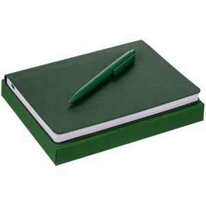Недатированный ежедневник с гибкой обложкой из фактурного материала La Fite и металлическим шильдом на ляссе и ручка в тон, упакованный в подарочную...