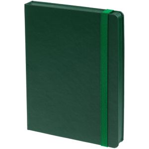 Ежедневник с твердой обложкой, выполнен из материала Latte, зеленый FF, обрез зеленого цвета, дополнен резинкой и ляссе зеленого цвета.<br/>Блок...