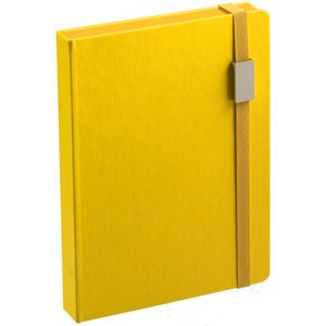 Ежедневник с твердой обложкой, выполнен из материала Latte, желтый КК, обрез зеленого цвета, дополнен ляссе желтого цвета и резинкой с металлическим...