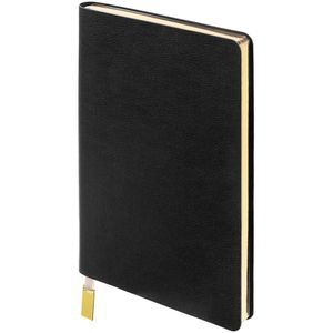 Ежедневник с гибкой обложкой, выполнен из материала Petrus, черный АА, дополнен металлическим золотистым шильдом на ляссе. <br/>Блок 951, без...