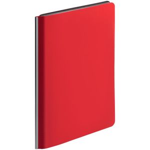 Ежедневник с гибкой обложкой и металлическим корешком, выполнен из материала Soft Touch Ultra, красный РР, дополнен серебристым обрезом блока и...