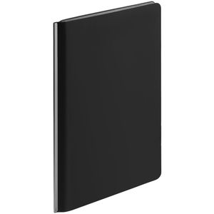 Ежедневник с гибкой обложкой и металлическим корешком, выполнен из материала Soft Touch, черный АА, дополнен серебристым обрезом блока и...