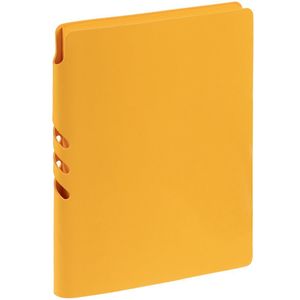 Гибкая обложка выполнена из материала Soft Touch, желтый КК. Внутри корешка — специальное место для крепления ручки размером до 15х0,9 см. <br/>Блок...