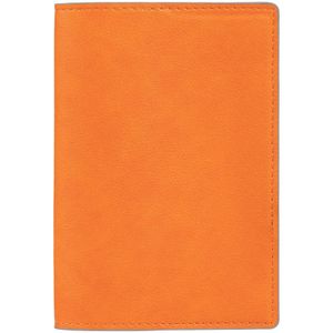 Обложка выполнена из материала Petrus, оранжевый ОО. Срез обложки окрашен в серый цвет. Имеет основное отделение для паспорта и 2 кармана для визиток...