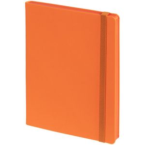 Ежедневник с полутвердой обложкой выполнен из материала Nice Touch, оранжевый ОО, и дополнен резинкой шириной 1 см и ляссе оранжевого цвета. <br/>Блок...