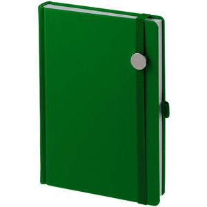 Ежедневник с твердой обложкой без поролона, выполнен из материала Soft Touch Ultra, зеленый FF, дополнен резинкой шириной 1 см, петлей-резинкой для...