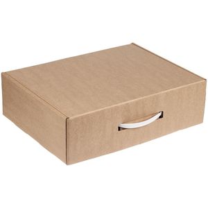 Самосборная коробка-шкатулка со вставной пластиковой ручкой.  Поставляется в плоском виде.