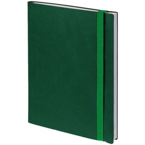 Ежедневник с гибкой обложкой выполнен из материала Latte, зеленый FF, и дополнен резинкой шириной 1 см, капталом и ляссе в цвет обложки. Блок 922, с...