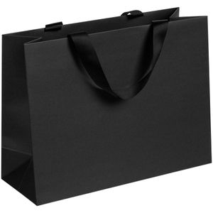 Пакет на лентах из бумаги Deep Black, 200 г/м². Выдерживает вес до 3 кг.